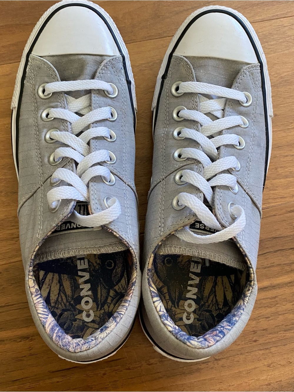 Converse All Star Gray Low Top Sneakers Floral Lining 8